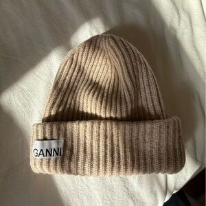 GANNI Tan Knit Beanie